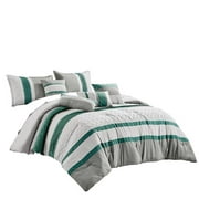 ESCA J22191V Q Hudel Comforter Set, Green & Grey - Queen Size - 7 Piece