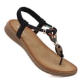 thumbnail image 2 of Sandals for Women Flats Sandal with Elastic Ankle Strap Comfortable Bohemian Womens Flat Shoes Dress Slip On Outdoor Summer Shoes, 2 of 8