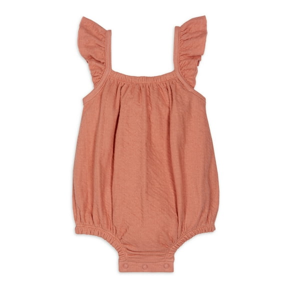 Modern Moments By Gerber Baby Girl Cotton Romper with Ruffle Straps, Sizes 0/3 Months - 24 Months