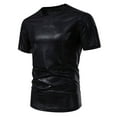thumbnail image 3 of WREESH Men's Metallic Party Shirts Round Neck Solid Color Casual Fashion Pullover Short Sleeve Black, 3 of 6