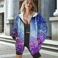 thumbnail image 3 of Renewold Galaxy Violet Blue Womens Hoodies Sweater Hooded Tops Oversized Sweatshirts Long Sleeve Drop Shoulder Jackets Pullover Tops Sweatshirts Fashion Streetwear Outfits for Athletic, XS, 3 of 7