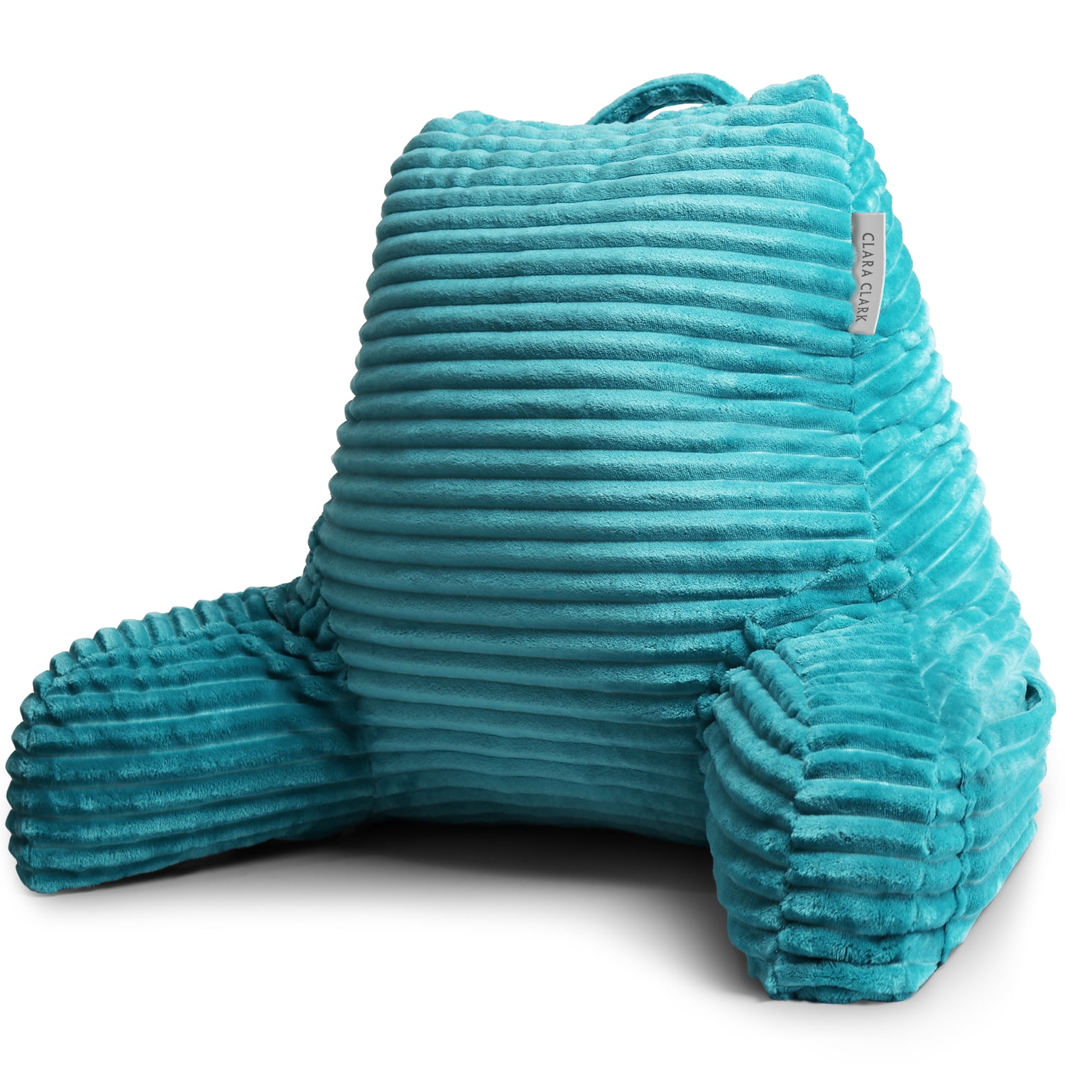 Clara Clark Backrest Reading Pillow with Arms, Shredded Memory Foam Bedrest Pillow, Medium, Teal