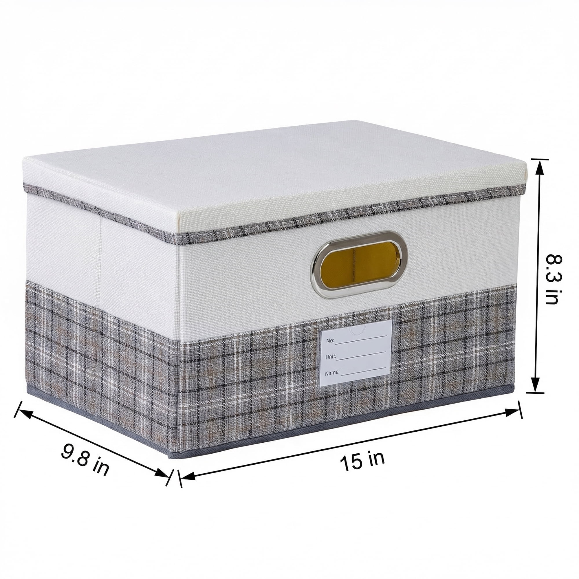 Unique Bargains Storage Cube Fabric Storage Bin with Handles Grey 15*9.8*8.3in