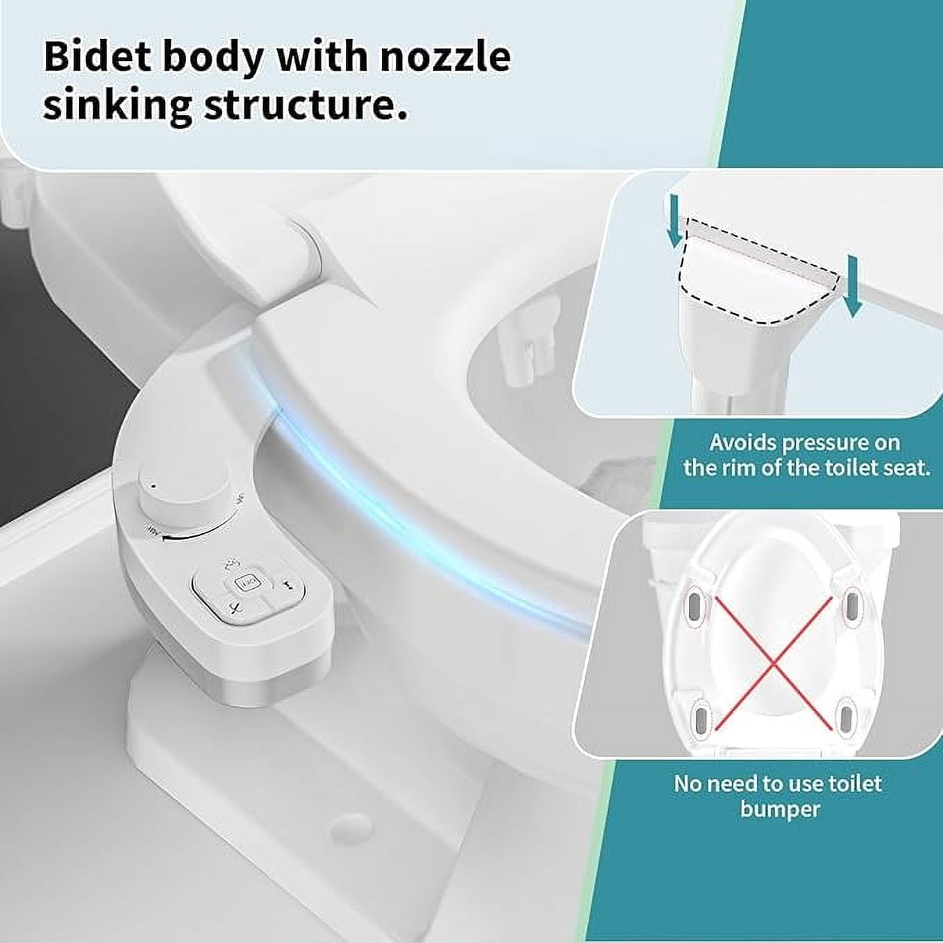 SAMODRA Non-Electric Bidet - Self Cleaning Dual Nozzle Bidet Attachment with Independent Adjustable Water Pressure (White)