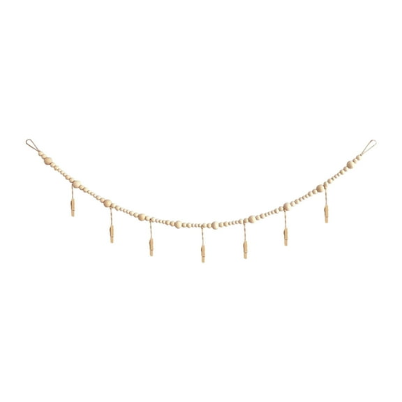 YFTDEF Photo Clip Wooden Bead String, Natural Wood Beads, Hanging Photo Display, Rustic Home Decor, Ideal for Organizing Memories and Personalizing Spaces