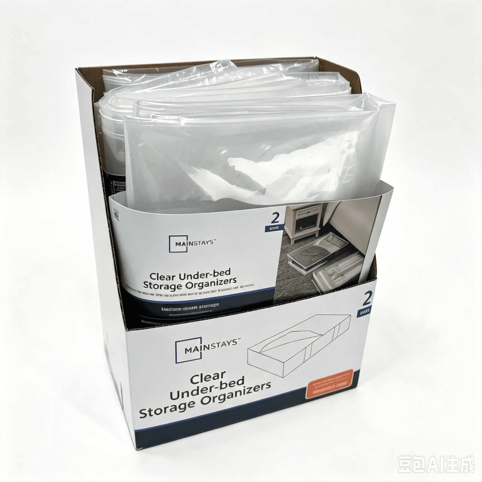 (2 pack) Mainstays Clear Under-Bed Storage Bags with Zipper, 2 Pack