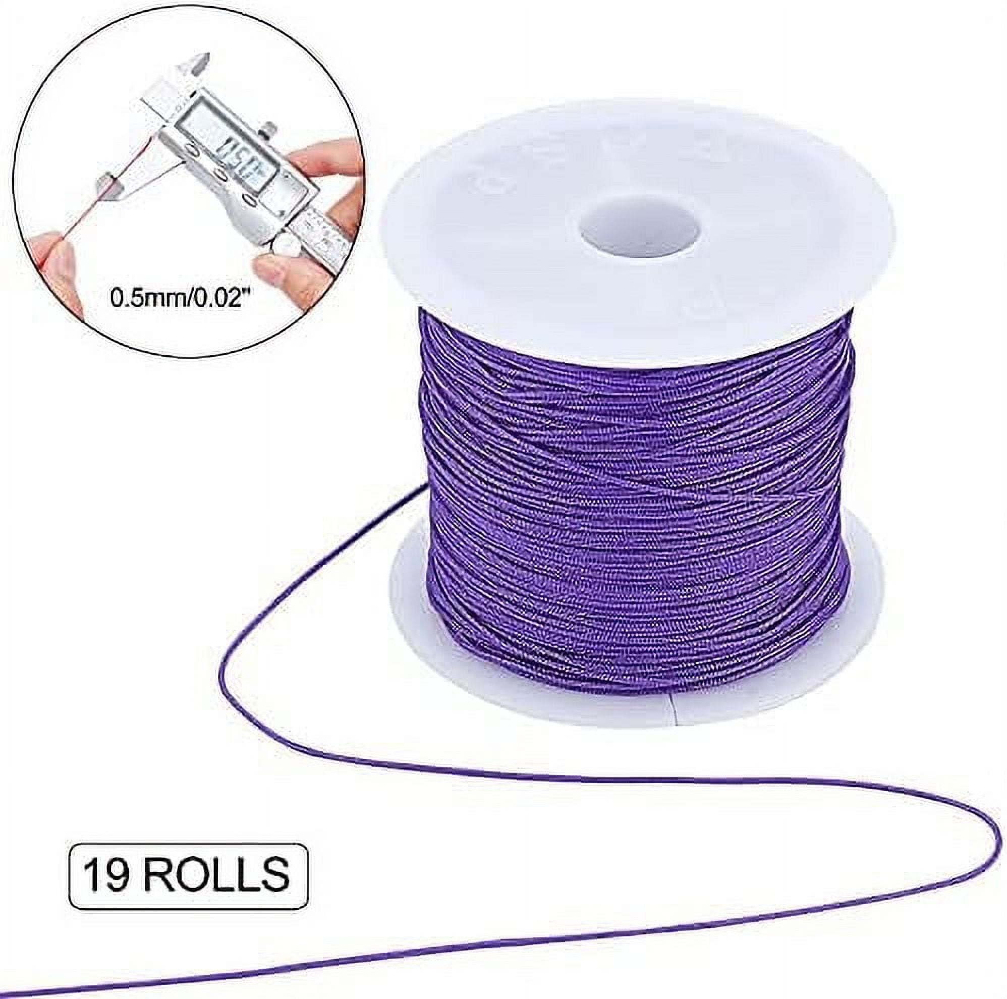 19 Colors Polyester Cord 0.5mm Round Beading String Knotting Wire for Chinese Knotting Kumihimo Beading Macramé Jewelry Making Sewing- 37~40 Yds/Roll