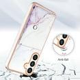 thumbnail image 3 of For Samsung Galaxy S24 Plus Marble Patterned Case with Card Holder, Back Folio Kickstand PU Leather + Soft Crystal Bumper Edge, Magnetic Clasp Back Cover For Samsung Galaxy S24 Plus,Lightpurple, 3 of 7