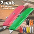 thumbnail image 3 of Vivicreate 2-Pack Retractable Box Cutter Knife with Safety Lock, Utility Knives for Cardboard, Cartons, Paper, Office & Home Use, 3 of 5