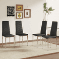 thumbnail image 2 of Ciphrias Black PU Leather Dining Chairs Set of 4 Diamond Tufted Chrome Silver Legs for Kitchen, 2 of 7
