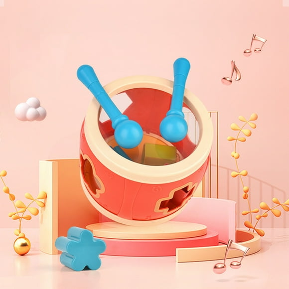 Pisexur Baby Toys Toddler Musical Instruments Toys Kids Drum Set Children's Transparent Drum Educational Toys Shape Block Gifts For 6 Months 1 2 3 Years Boys Girls Children