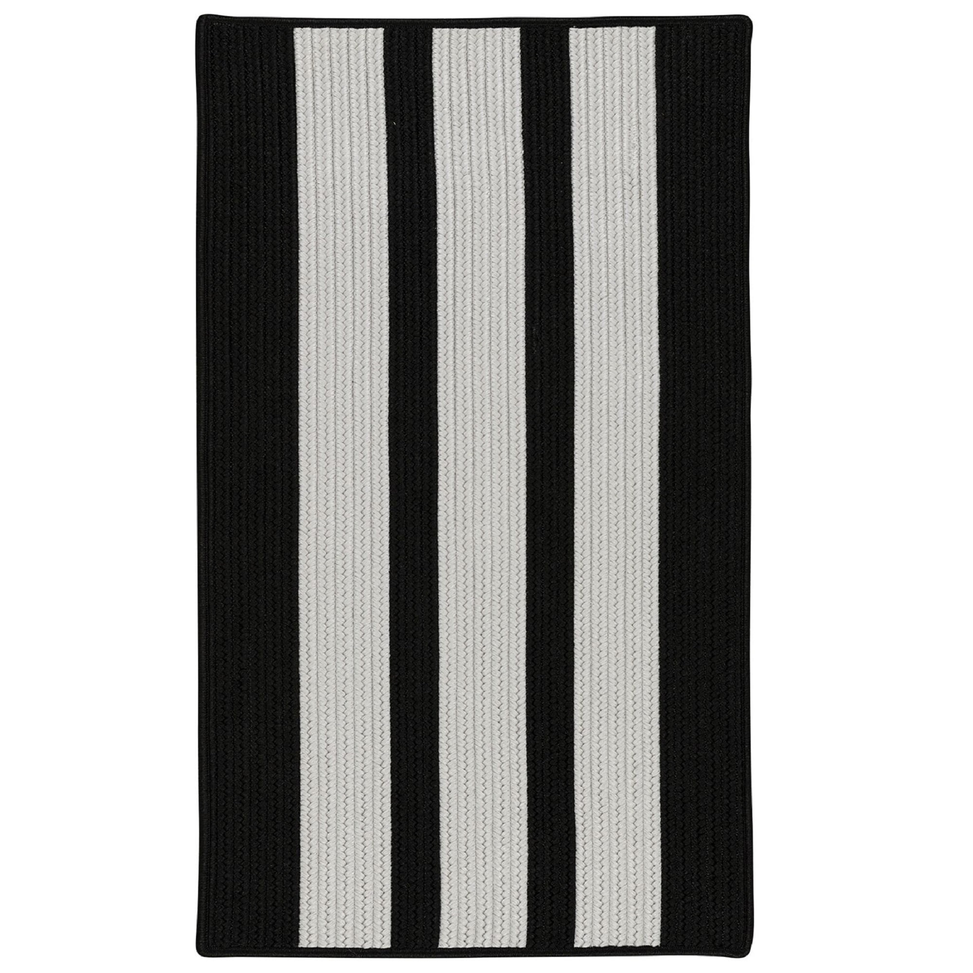 Black And White Striped Rug 9' x 12' Black and White Rectangular Striped Braided Area Throw Rug
