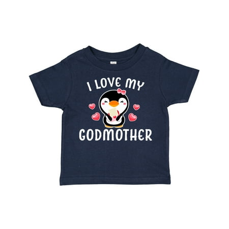 

Inktastic I Love My Godmother with Cute Penguin and Hearts Gift Toddler Toddler Girl T-Shirt