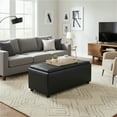 thumbnail image 6 of Avalon 42 inch Wide Contemporary Storage Ottoman in Distressed Black Vegan Leather, 6 of 13