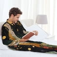 thumbnail image 6 of Rocae Abstract Gold Floral Galaxy for Men's Pajamas Set Mens Pjs Sets Long Sleeve Button Down Sleepwear-Medium, 6 of 7