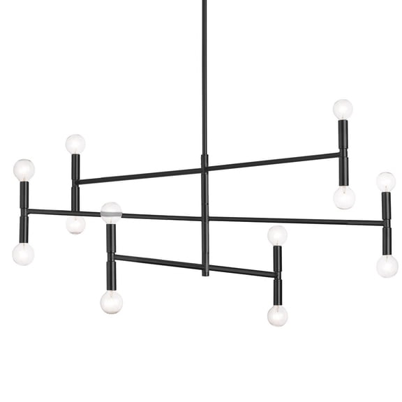 AVA-4012C-MB Dainolite Ava - 12 Light 3-Tier Chandelier In Modern Style-18 Inches Tall and 40 Inches Wide-Matte Black Finish