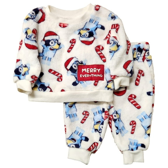 Infant & Toddler Boys Off White Bluey Christmas Sweater & Pants Outfit Newborn
