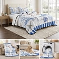 thumbnail image 6 of Full Quilt Set 78''x90'', Coastal Blue Lightweight Bedspread Coverlet Set with 2 Pillow Shams, Ocean Nautical Lighthouse Starfish Anchor Breathable All Season Quilt Bedding for Bedroom/Guest Room, 6 of 9
