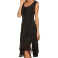 thumbnail image 3 of Sakkas Sundara Stonewashed Rayon Embroidered Mid Length Dress - Black - L/XL, 3 of 5