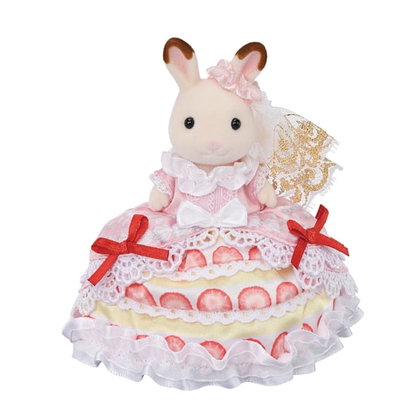 Calico Critters - Robe gâteau aux fraises pour l'anniversaire de Freya, édition 40e anniversaire, figurine de collection