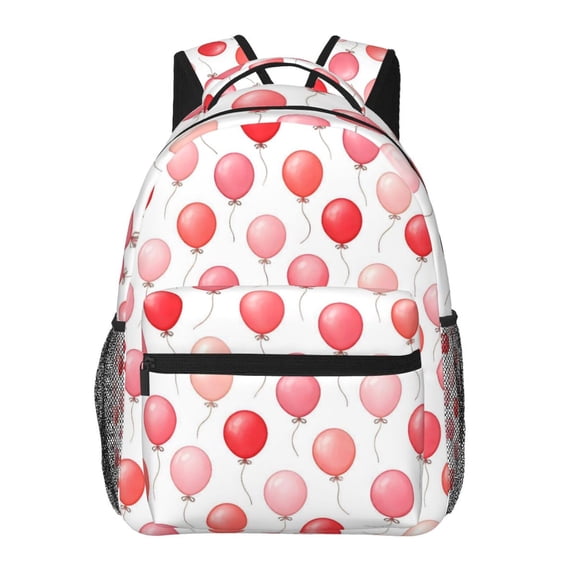 Pink & Red Balloon Backpack Lightweight Rucksack Travel Bag for Men and Women