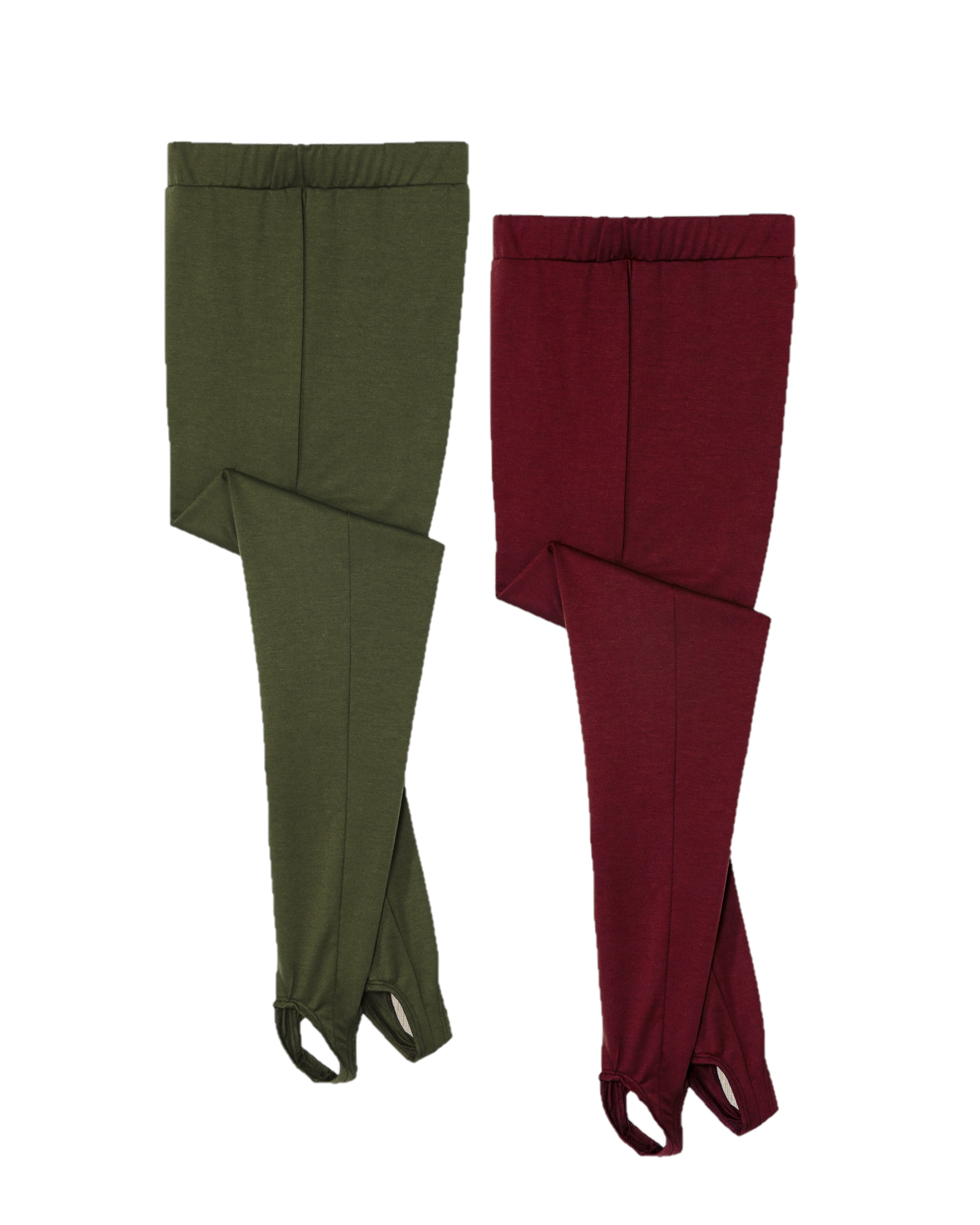 Women's and Women's Plus Size Stirrup Pants Olive and Wine 2 Pack