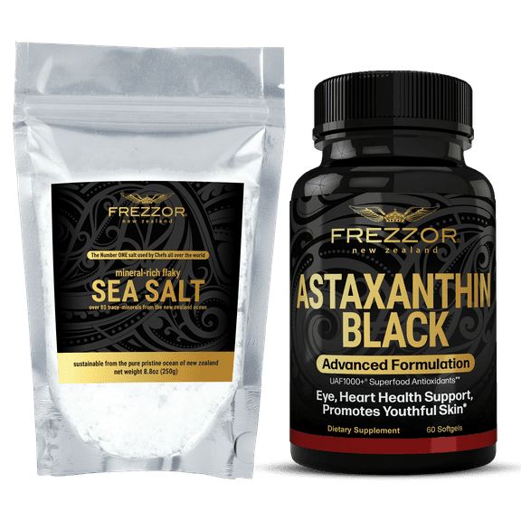 FREZZOR Mineral-Rich Flaky Sea Salt Combo-Pack with Astaxanthin Black Supplement