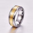 thumbnail image 2 of 8mm Wide Gold and Silver Two-tone Men's Tungsten Steel Ring, 2 of 4