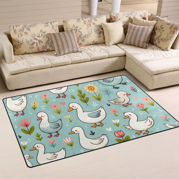 Cute Cartoon Goose Area Floor Mats Non-Slip Rugs Soft Doormat 31 x 20 inch Carpet for Living Dining Room Bedroom Decorative