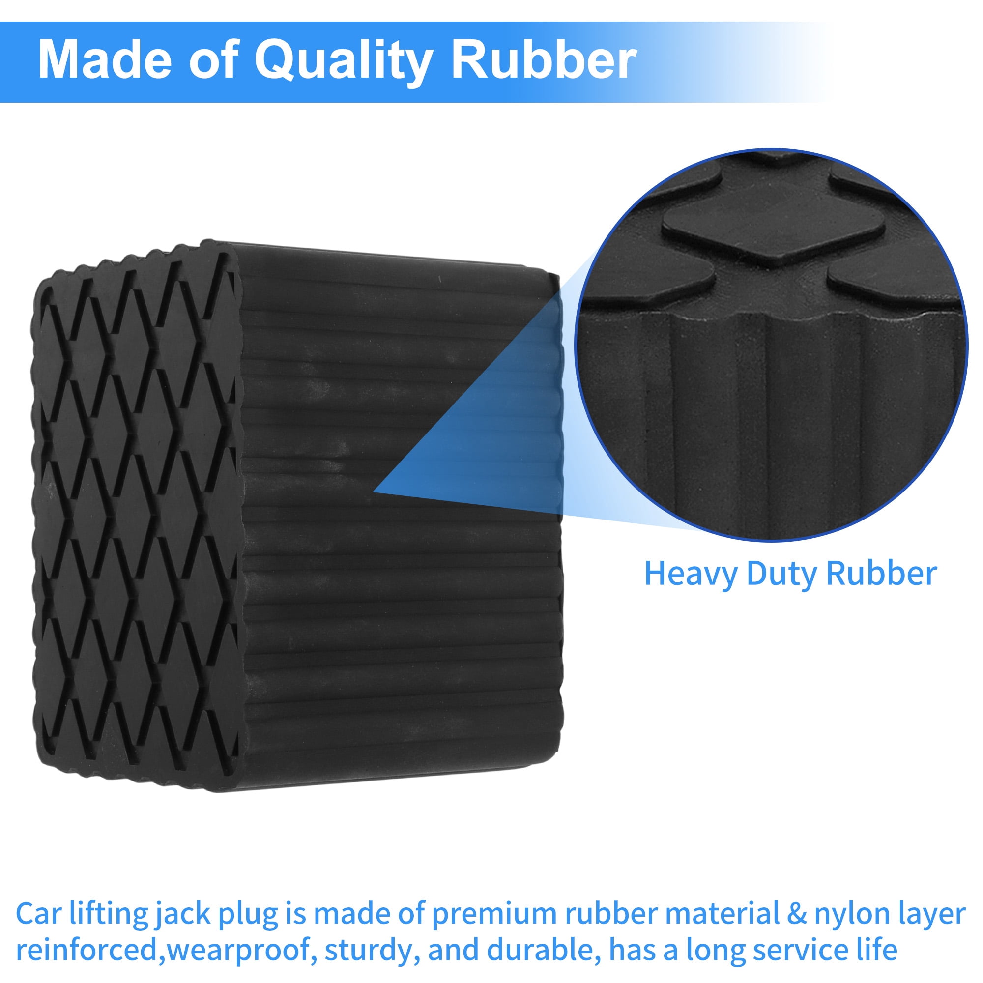 Unique Bargains Universal Heavy Duty Rubber Jack Stand Pads 6.3" x 4.7" x 4.7" Black