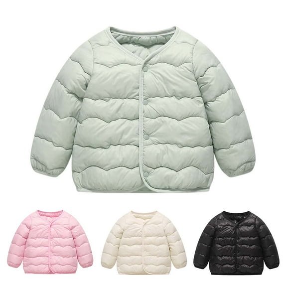 Spazoro Toddler Girls Puffer Jackets, Windproof Crew Neck Full-Zip Fleece Padded Winter Coat for Kids Green Size 4 T