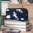 thumbnail image 6 of MUOOUM Pencil Case, Pink Unicorns White Cloud Pattern Large Capacity Pencil Pouch Stationery Pen Bag, 6 of 7
