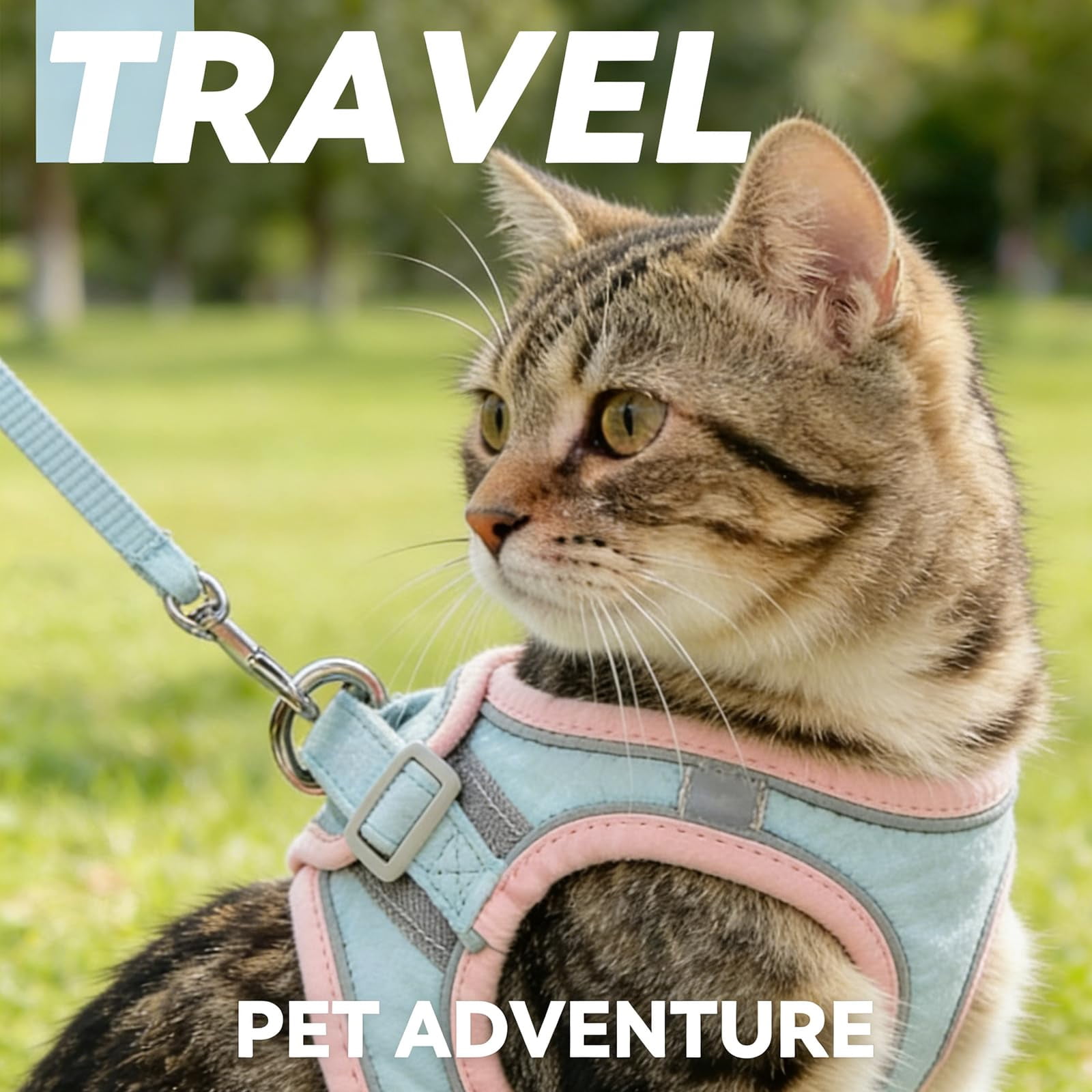 Cat Harness, Escape-Proof Cat Harness and Leash Set, Breathable Soft Adjustable Step-in Cats Leash, Easy Wear Outdoor for Small Medium Cats (Pink, L (9-15 lb))