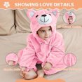 thumbnail image 5 of Sewkxo Toddlers Bear Costume Cosplay Rompers Flannel Fuzzy Fall Winter Hooded Jumpsuits,Pink 70, 5 of 6