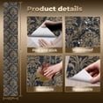 thumbnail image 3 of Baroque Peel and Stick Wallpaper Vintage Dark Damask Baroque Floral Gold Flourishes Wall Mural 17.7in x 9.8ft Self Adhesive Removable Wall Paper Renter Friendly Wallpaper for Bedroom Livingroom Men, 3 of 8