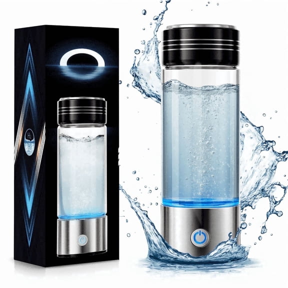 Hydrogen Water Bottle, 15oz Glass Hydrogen Water Generator, Easy One-Touch, USB Rechargeable for Home & Travel