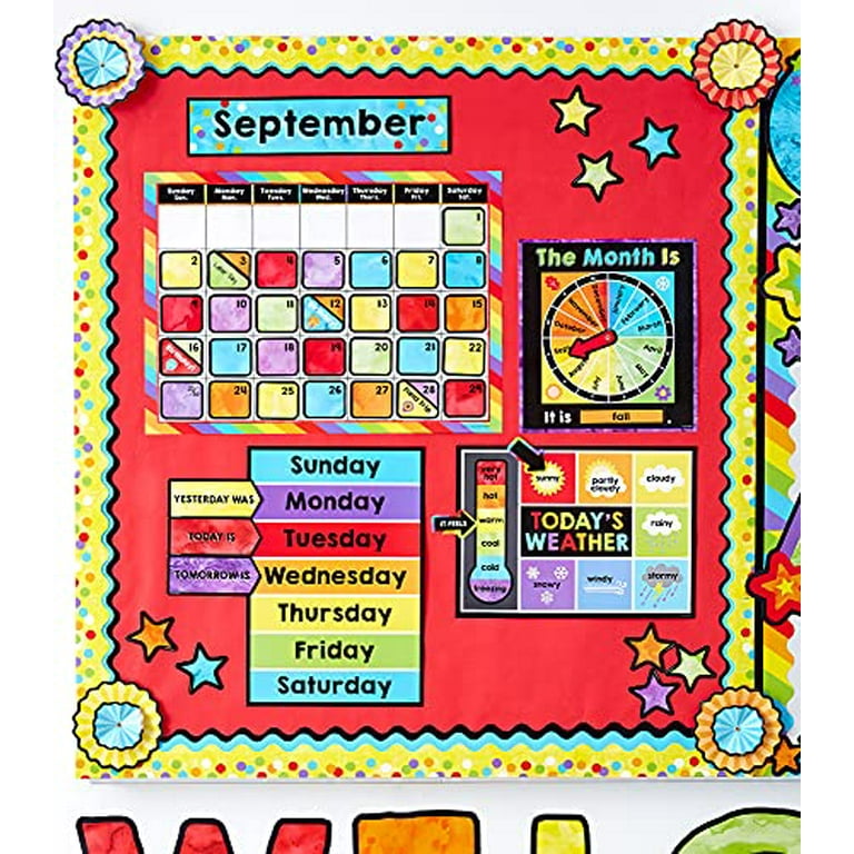 Carson Dellosa Celebrate Learning Calendar Bulletin Board Set, Boho Rainbow  Monthly Calendar With Numbers and Birthday Cover Ups, Seasons, Weather, and  Days of the Week Chart, Classroom Decor (86 pc) - Walmart.com
