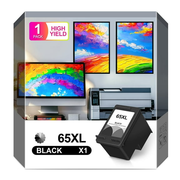 Printer Ink 65 for 65XL Ink Cartridge Black Compatible for 65 Ink Cartridge for Printer Ink 65 for DeskJet 3772 3752 3755 3700 Envy 5055 5010