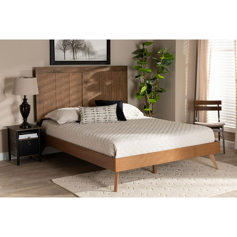 Baxton Studio Amira Mid-Century Modern Transitional Ash Walnut Finished Wood Queen Size Platform Bed Baxton Studio Amira Mid-Century Modern Transitional Ash Walnut Finished Wood Queen Size Platform Bed