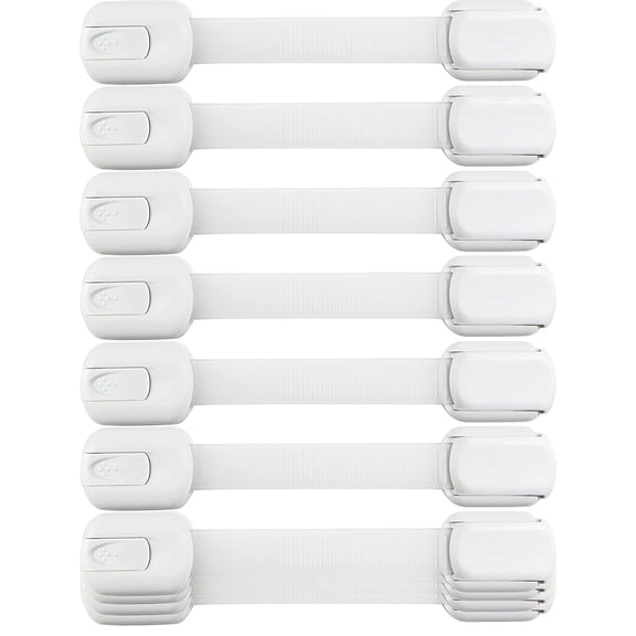 Child Safety Strap Locks (20 Pack) Baby Locks for Cabinets and Drawers, Toilet, Fridge & More. 3M Adhesive Pads. Easy Installation, No Drilling Required, White