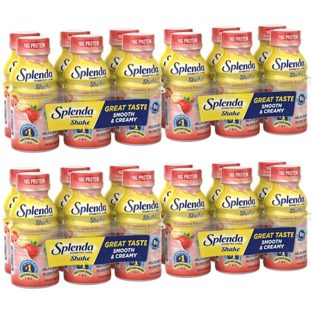 Splenda Diabetes Care Shakes, Meal Replacement to Help Manage Blood Sugar, Strawberry Banana, 8oz,  6PK