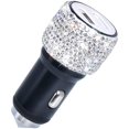 thumbnail image 2 of Dual USB Car Charger Bling Bling Handmade Rhinestones Crystal Car Decorations for Fast Charging Car Decors for iPhone, iPad Pro/Air 2/Mini, Samsung Galaxy Note 9 8 S9 S9+ LG Nexus HTC etc(White), 2 of 7