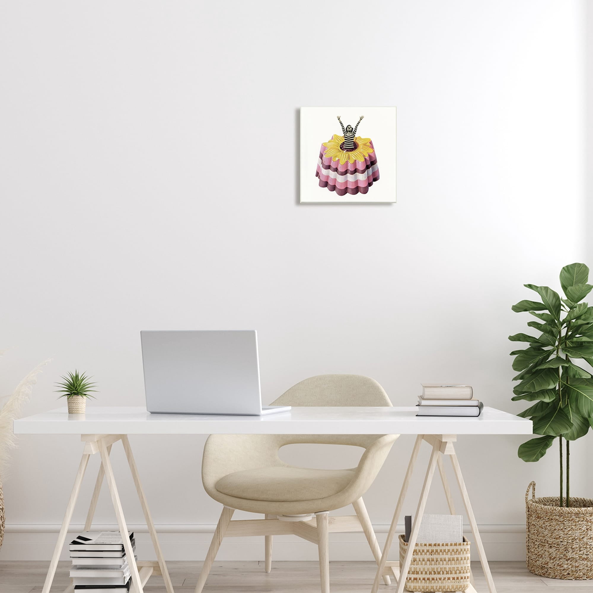 Stupell Industries Abstract Fashion Female Blancmange Custard Dessert Stripes Wood Wall Art, 12 x 12, Design by Cassia Beck