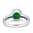 thumbnail image 3 of Bezel Set 8mm Round Ring Simulated Green Emerald CZ 925 Sterling Silver, 3 of 5