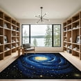 thumbnail image 2 of ODIKA 9'x12' Washable Area Rug Low Pile, Flatwoven, Blue Galaxy Nebula Starry Meteorite Deep Astrology Uranus Themed Swirling Vortex Design for Great Room, Indoor Concept, Large Living, 2 of 7