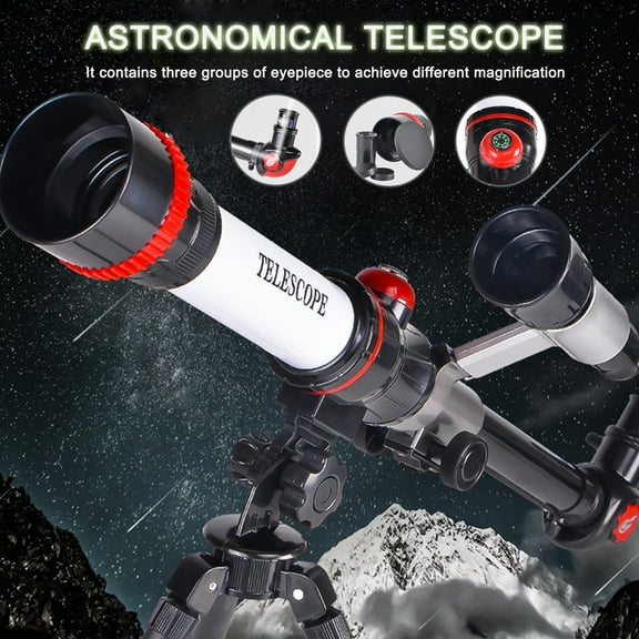 SDJMa Telescopes for Adualt&Kids, 40x Astronomical Refractor Telescope for Educating,with Stainless Steel Adjustable Tripod, Phone Mount, for Moon, Bird