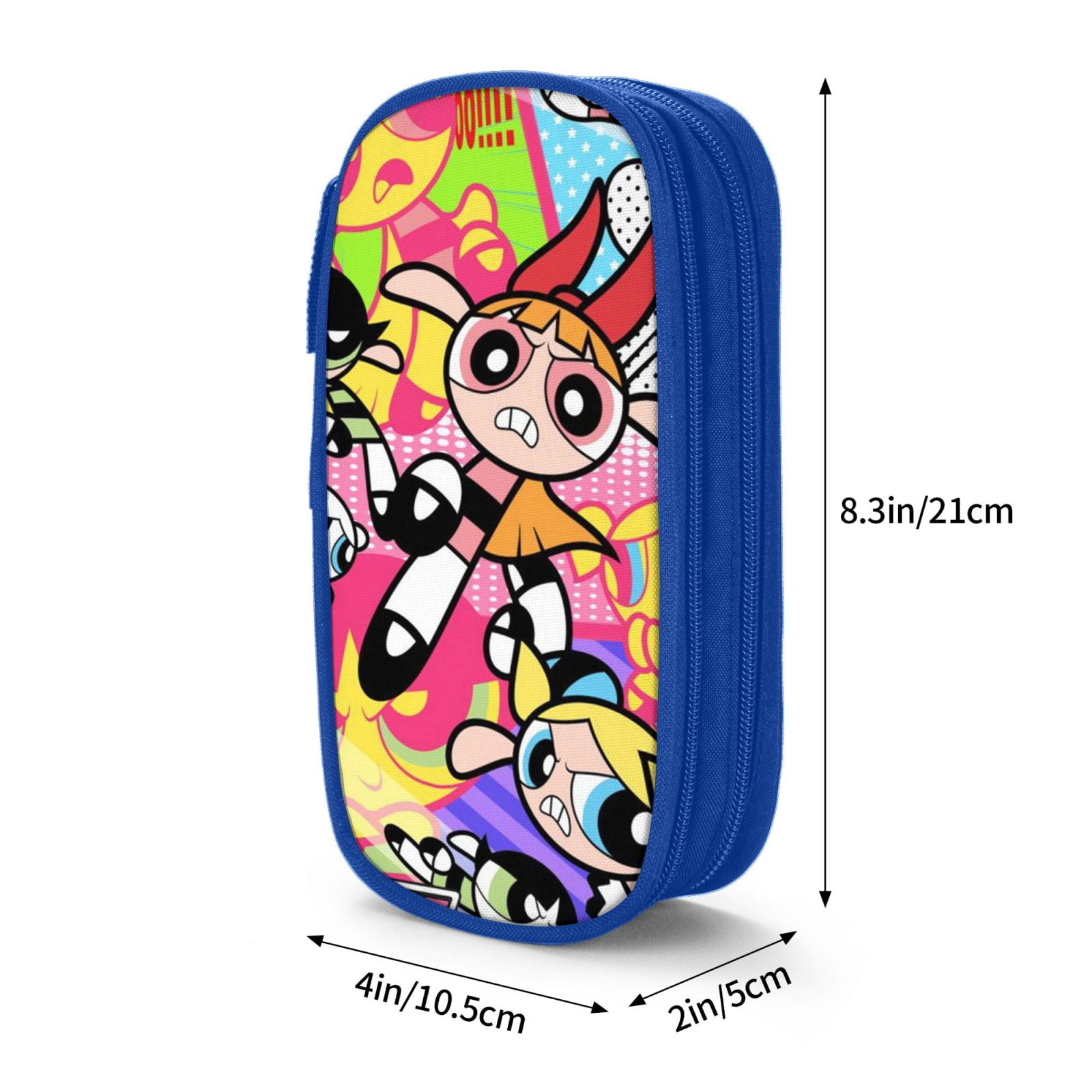 The Powerpuff Gi-rls Pencil Case Large Capacity Pencil Pouch Penbag Office Stationery Organizer Travel Makeup Bag Blue