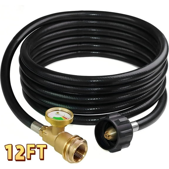Arcticwind 12 Ft Propane Hose,Universal QCC1 Low Pressure Propane Regulator Grill Replacement,With Pressure Gauge Connector,350PSI Pressure Reducing Valve Hose,Stove and More Propane Appliances