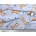 thumbnail image 3 of Soimoi Blue Heavy Canvas Fabric Footprints & Mouse Kids Print Fabric by the Yard 58 Inch Wide, 3 of 3