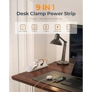 YUNZII Desk Clamp Power Strip 6FT, 2100J Surge Protector, 5 Outlets 4 USB Ports (2 USB C), Grey